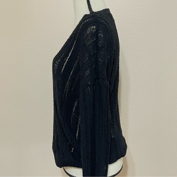 ASTR The Label Sweater Wrap FrontvBlack Knit Surplice Pointelle Top Size XL - Picture 8 of 14